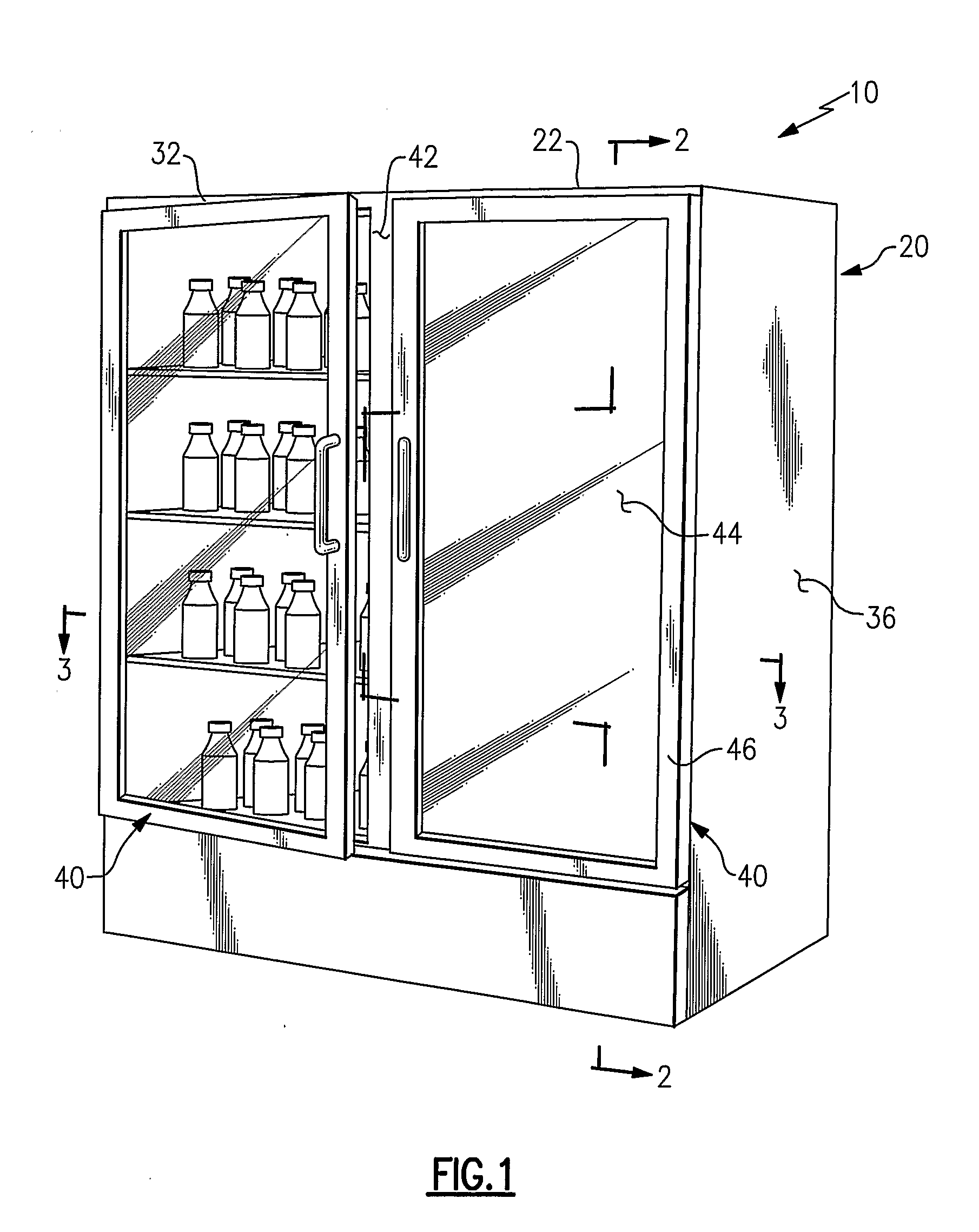 Multiple Door Display Merchandiser With Lighting Enhancement