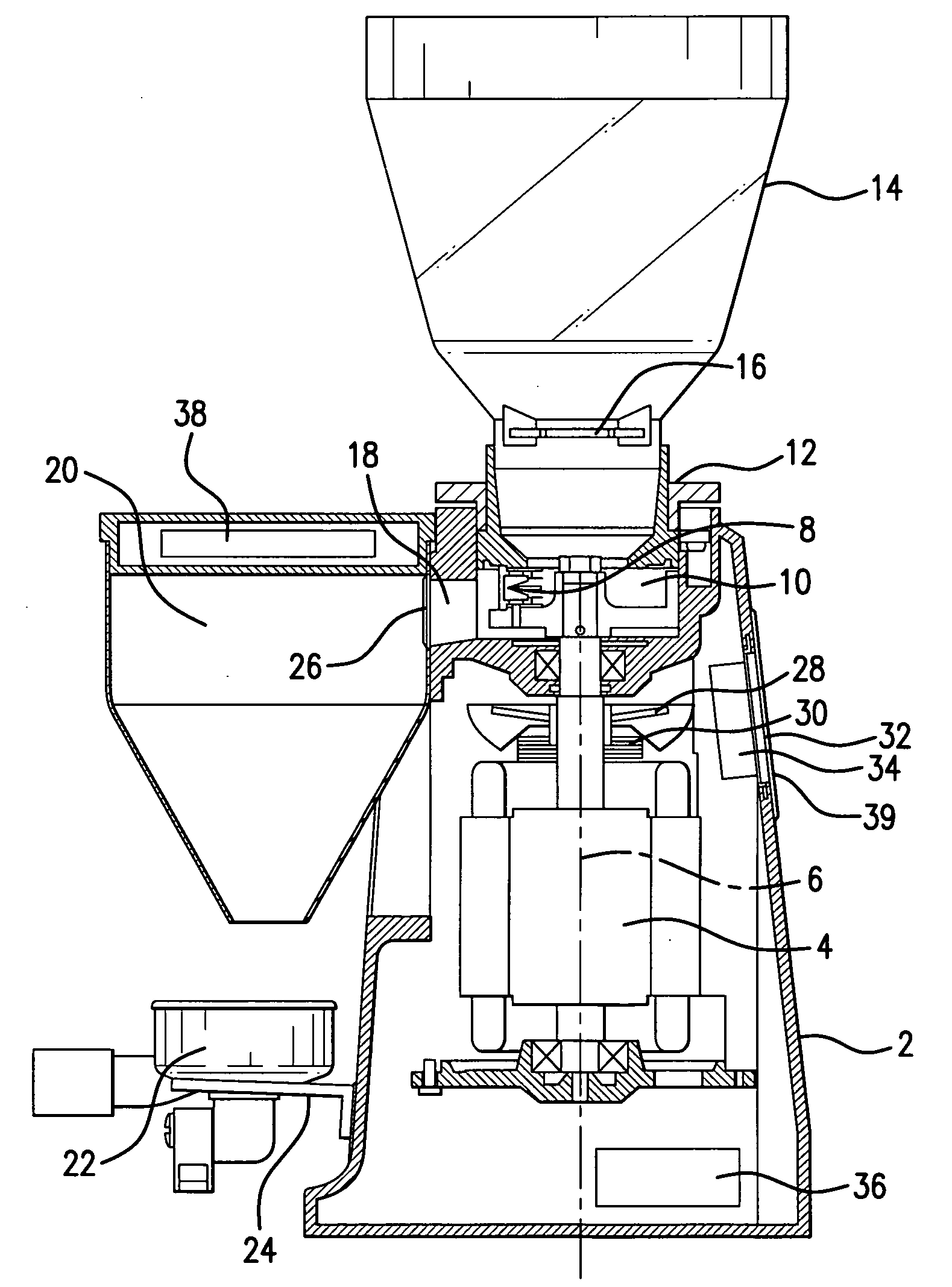 Coffee grinder-dispenser with cooling fans