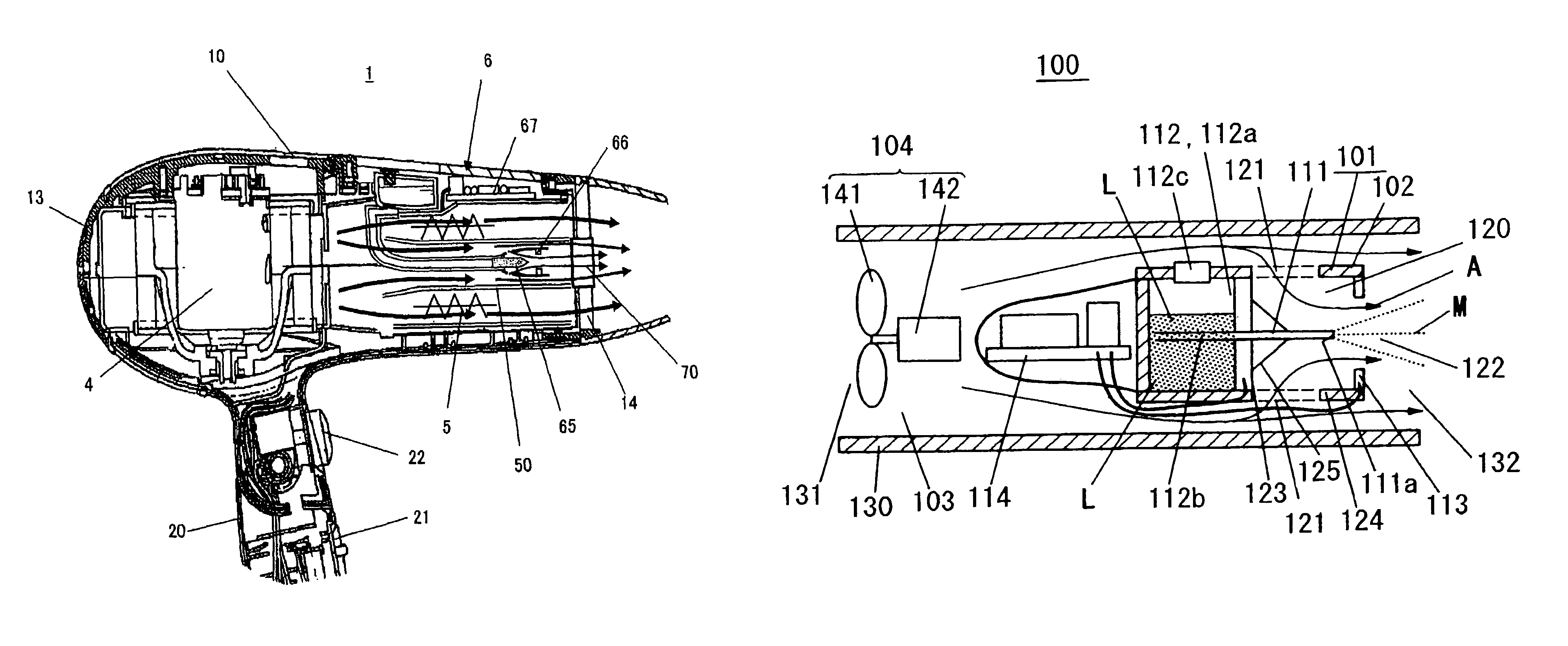 Electrostatic atomizing hairdryer and electrostatic atomizer