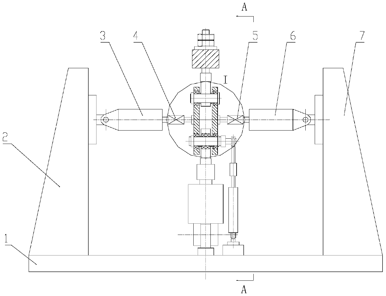 Device and method for measuring friction characteristics of rocking bearing under the combined action of shaft radial load