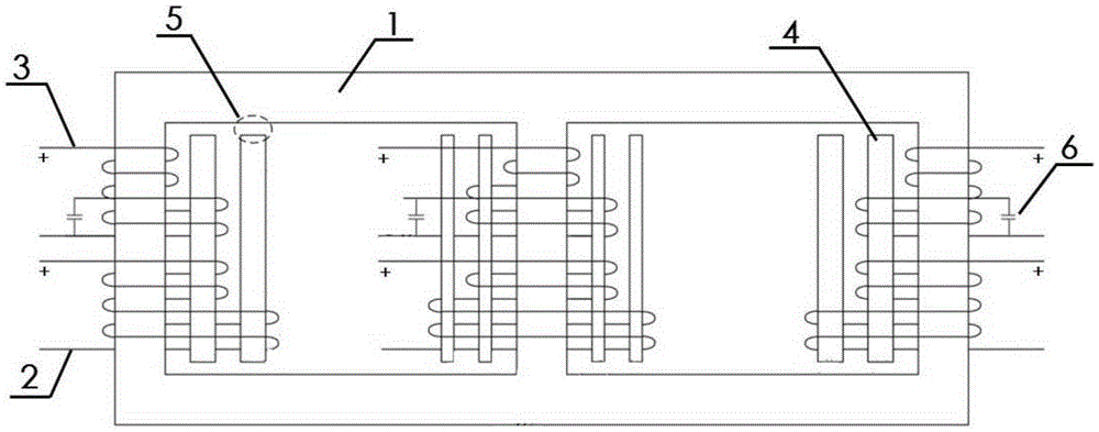 A magnetically integrated three-phase filter transformer