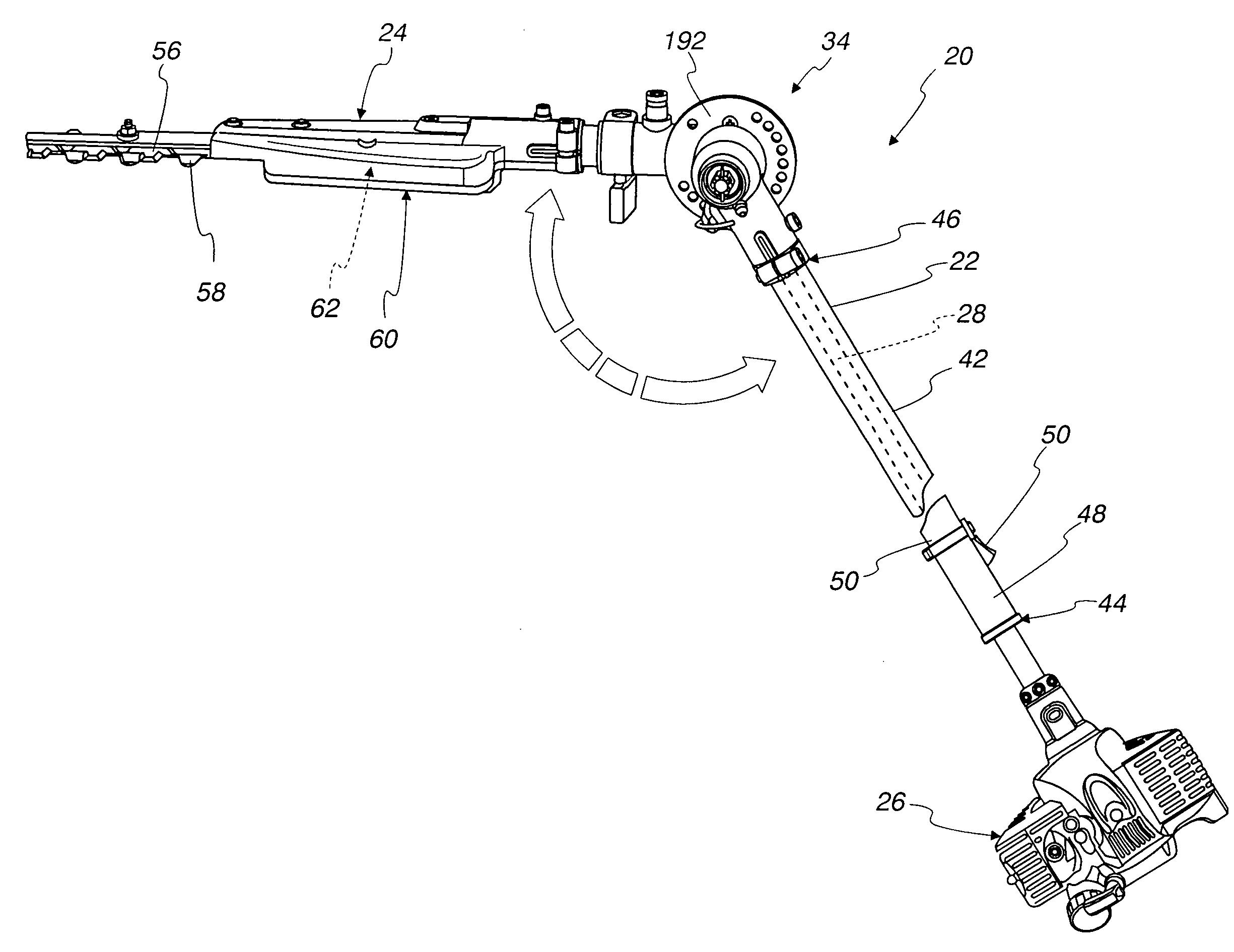 Reconfigurable portable powered tool and method of reconfiguring such a tool