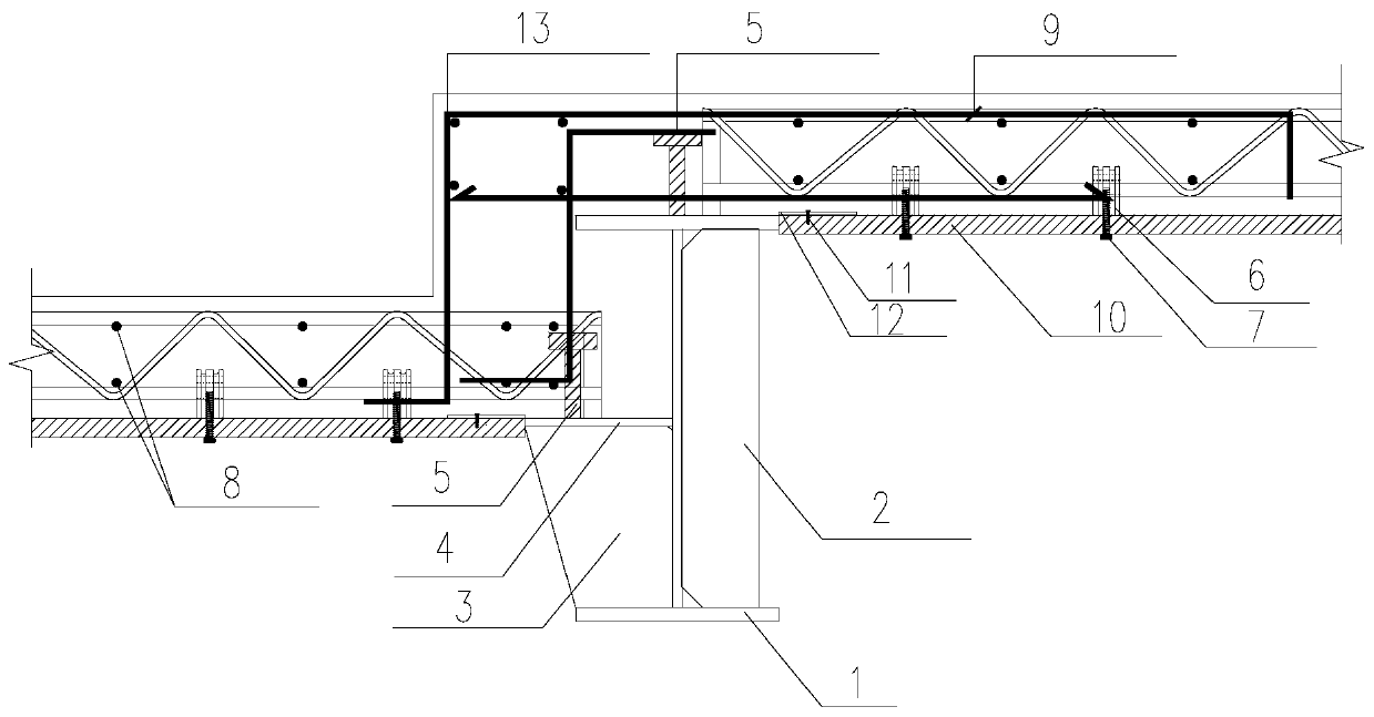 Falling plate connection structure and construction method thereof