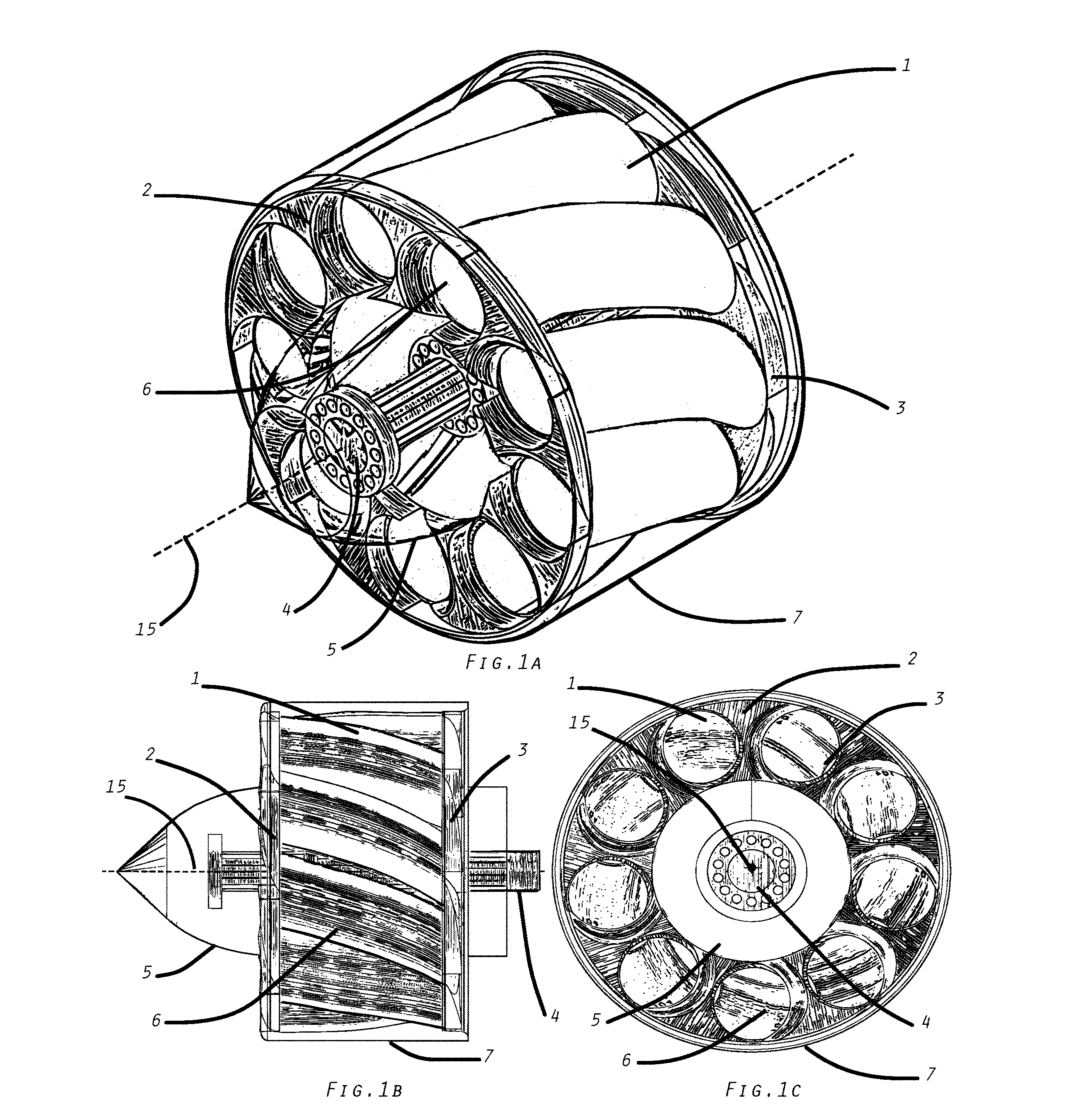 Peripheral tunnels propeller