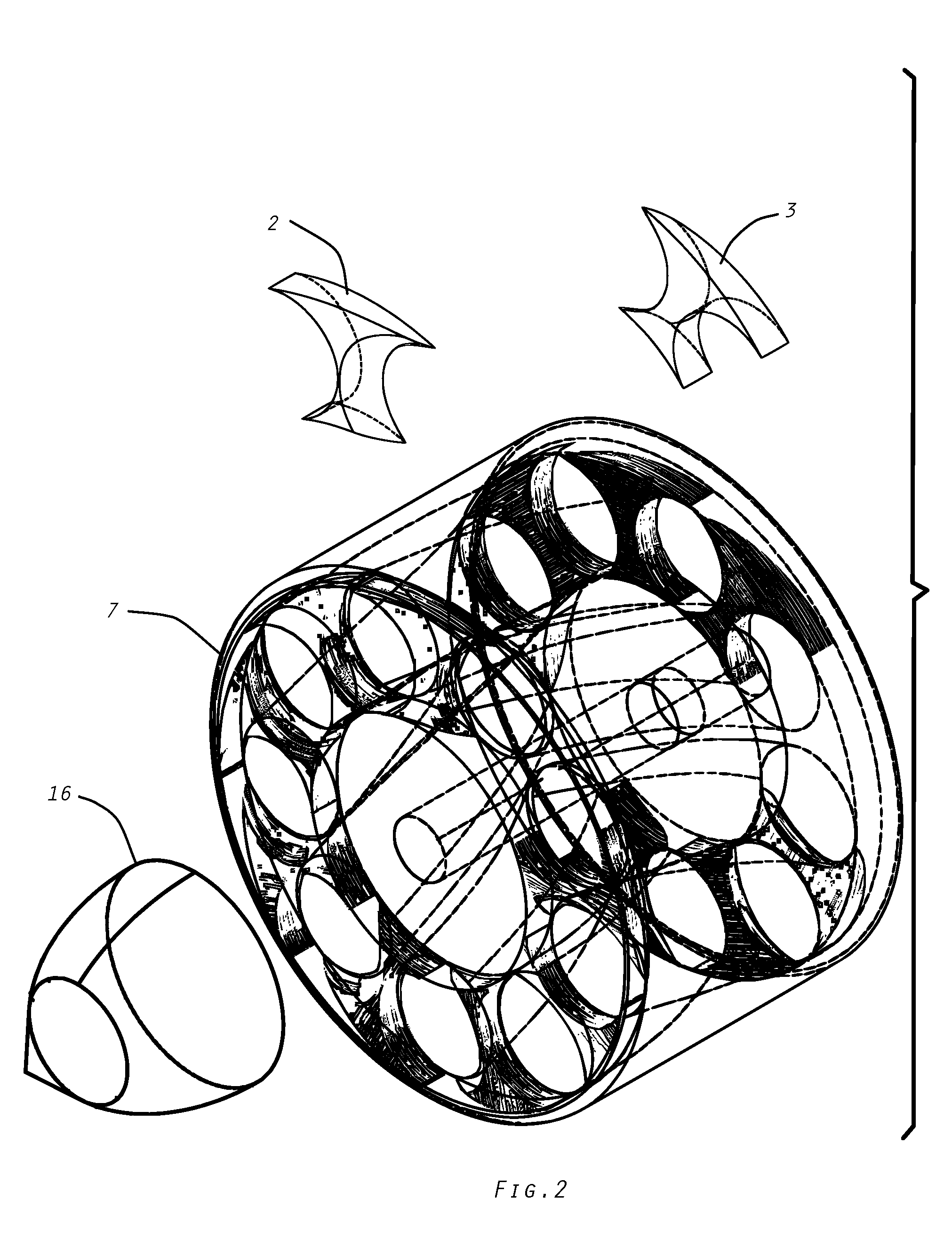 Peripheral tunnels propeller