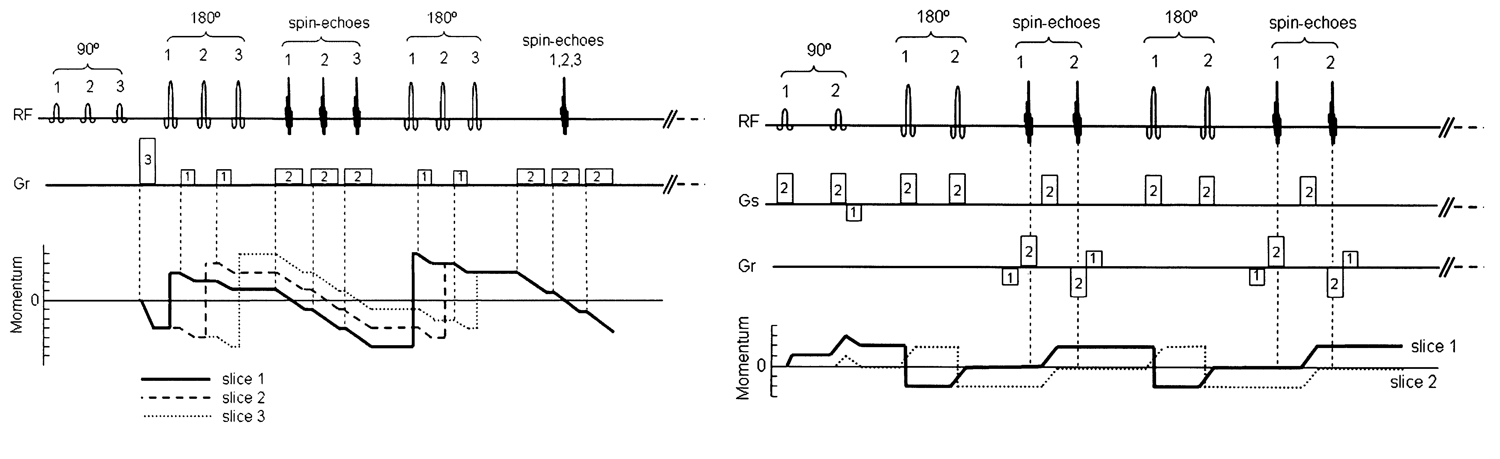 Simultaneous excitation and acquisition of signal from multiple slices in the RARE sequence (multiplex RARE)