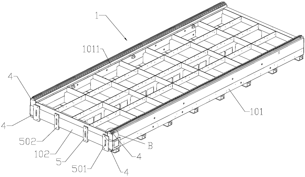 Laser cutting machine splicing bed body and splicing method