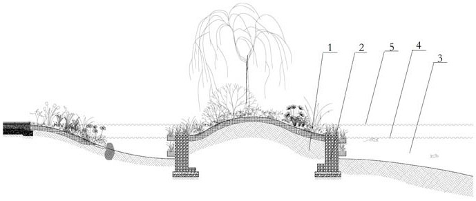 A constructed wetland island water purification system and construction method thereof