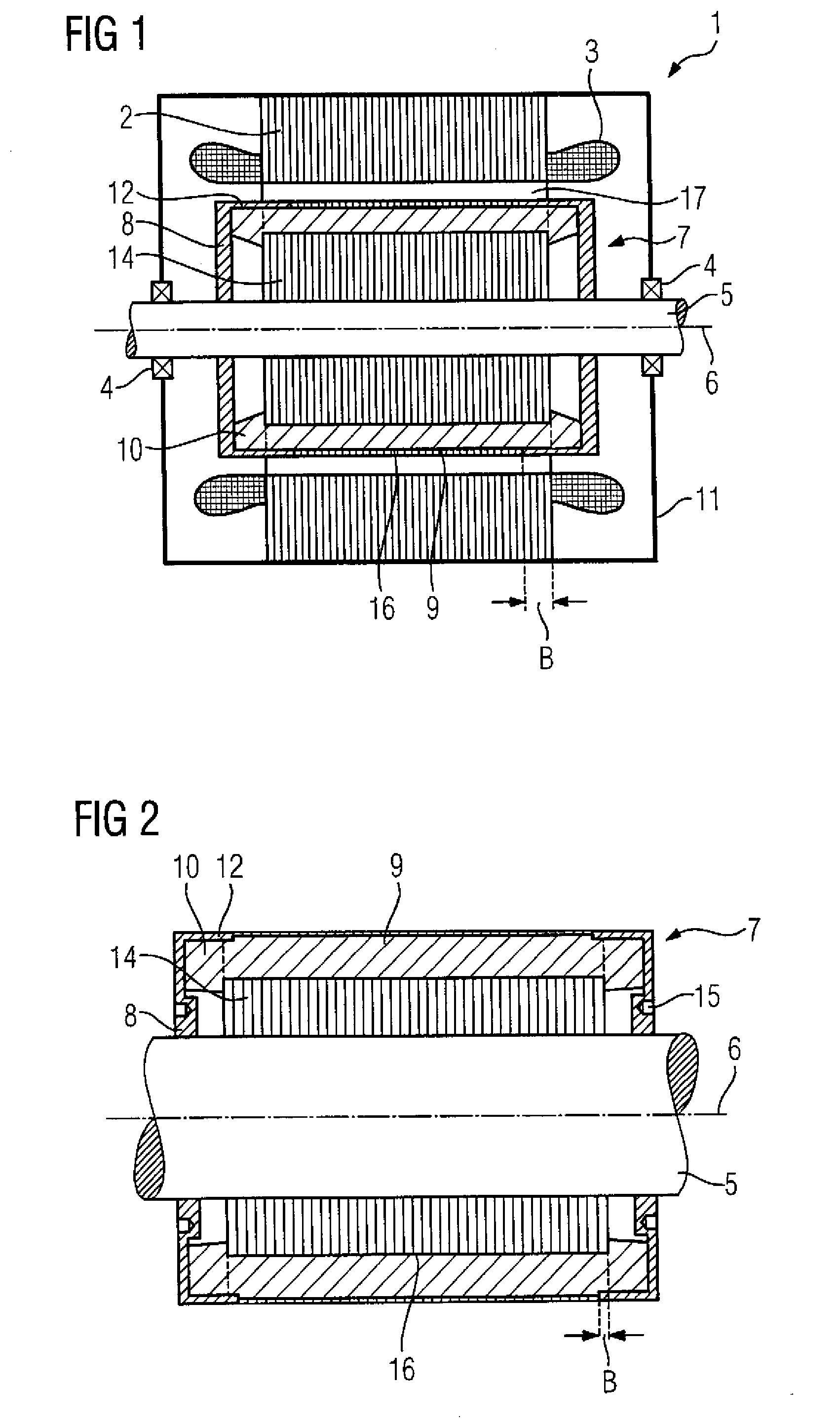 Rotor of an asynchronous machine with retaining element