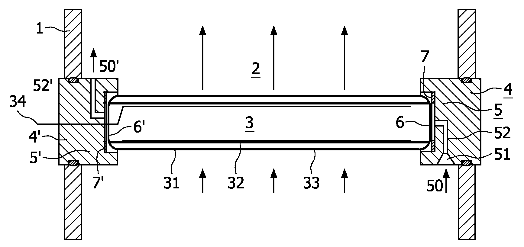 Fluid treatment system comprising radiation source module and cooling means