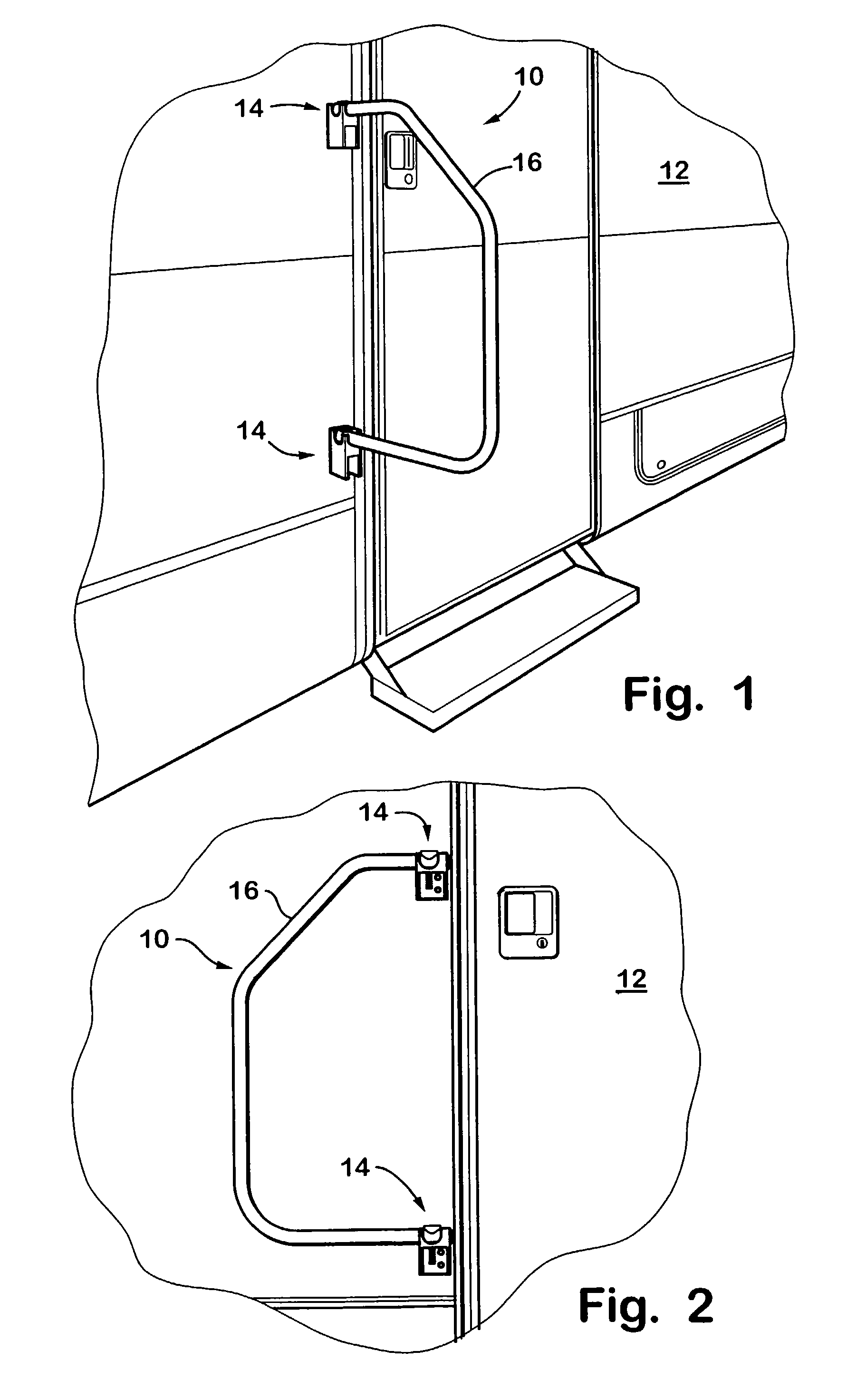 Method for installing a foldaway hand rail to a vehicle