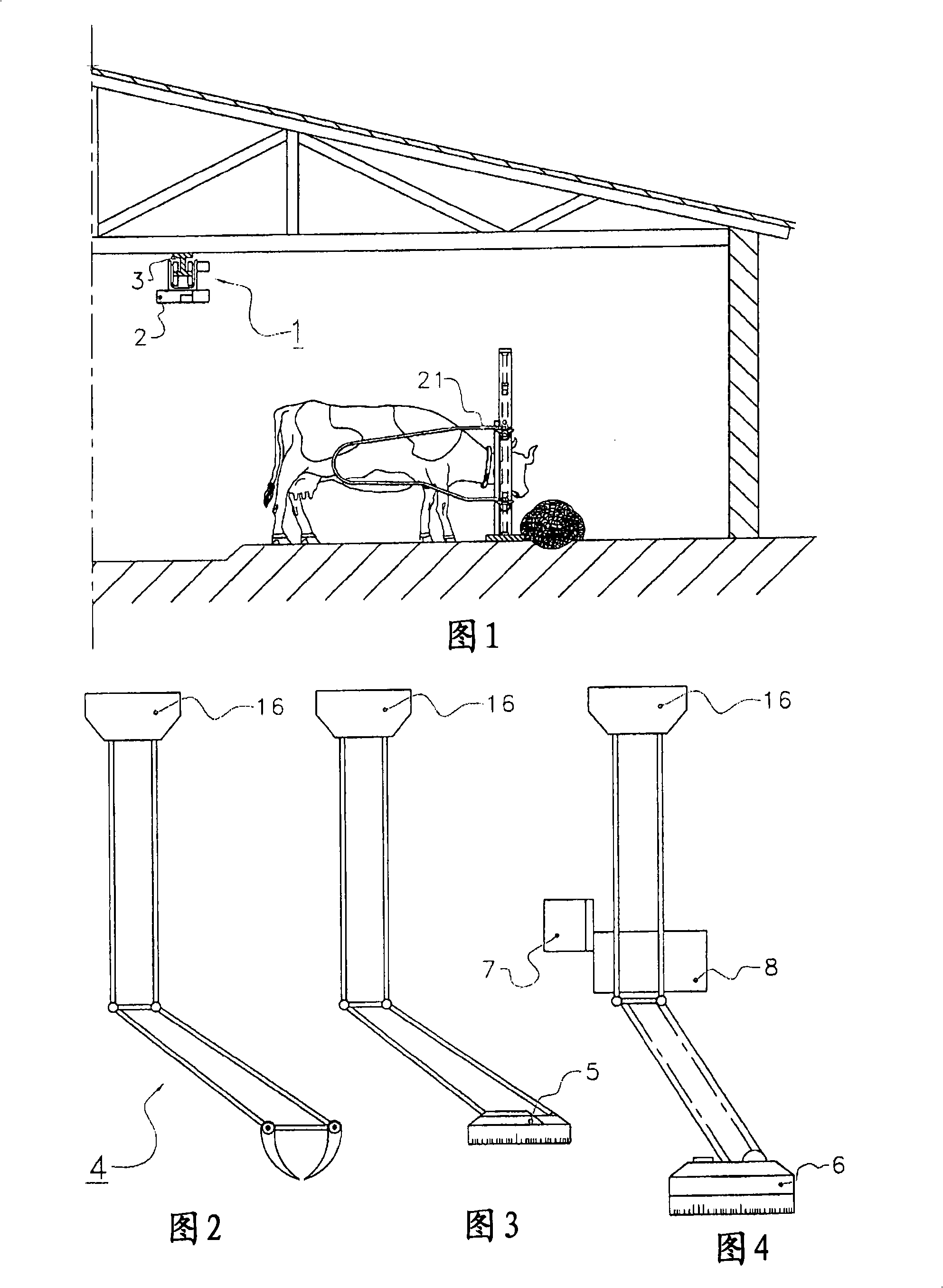 An apparatus for displacing objects, an assembly of such an apparatus and a stable