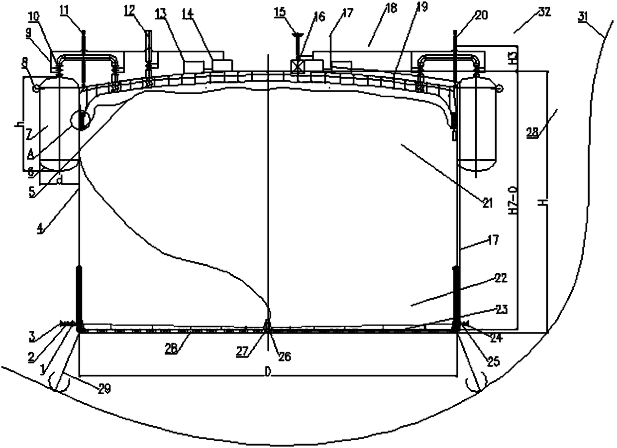 Automatic settling type seawater jacking oil storage tank with inflatable high-pressure gas cylinders