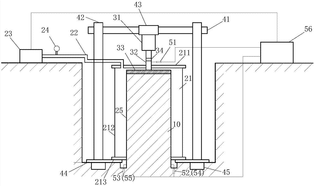 Large-scale in-situ triaxial shear test device and method thereof