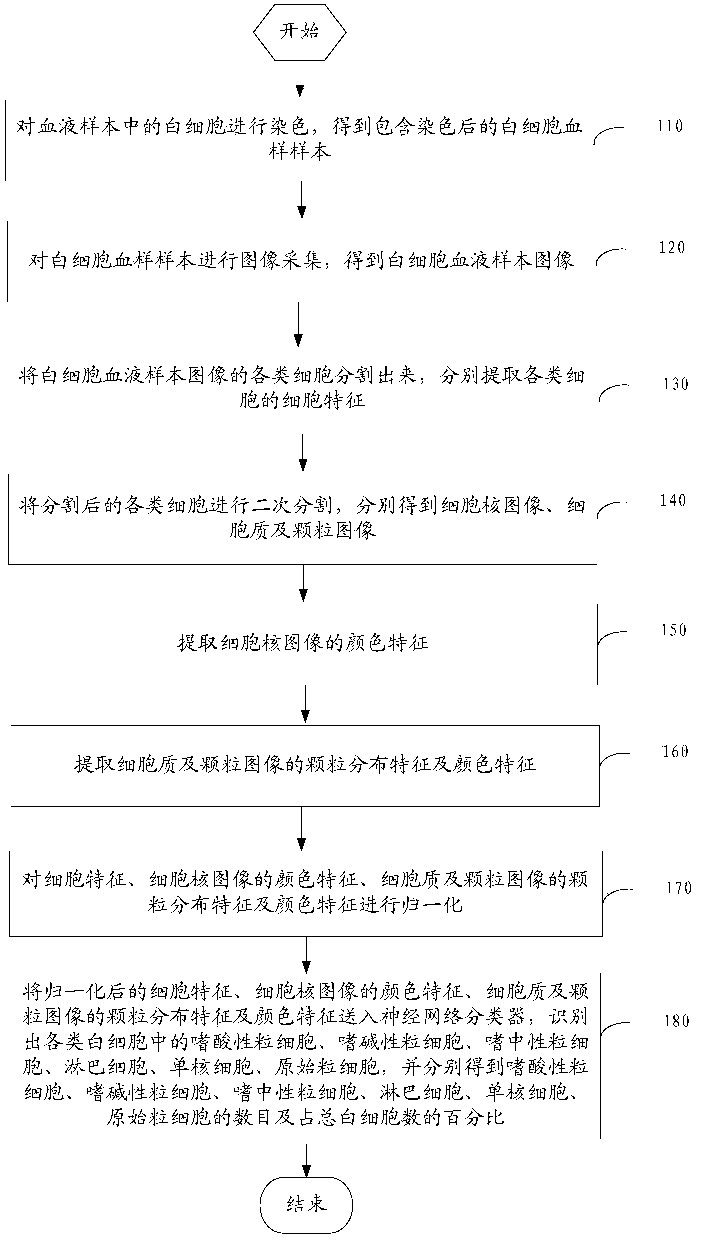 Method and device for classifying white blood cells