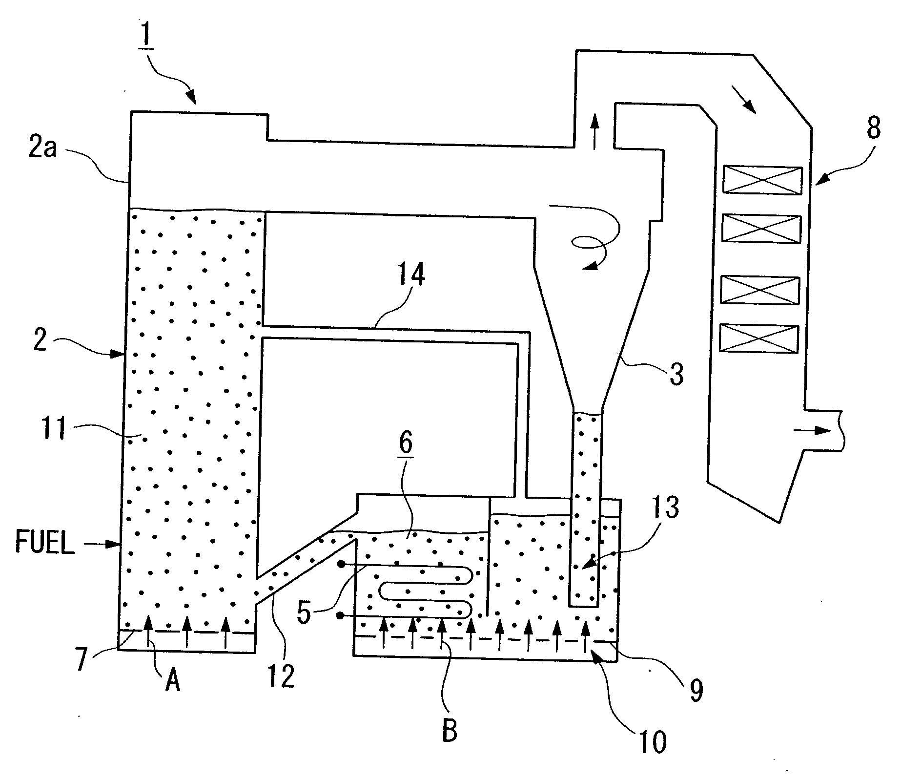 Circulating fluidized bed boiler