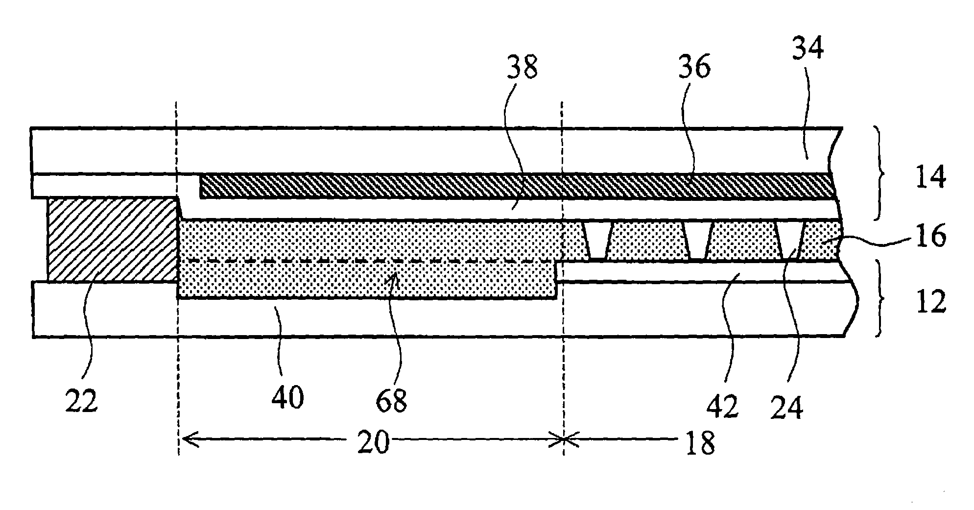 Liquid-crystal display device comprising a depression formed on inner surface of a substrate for receiving excess liquid crystal