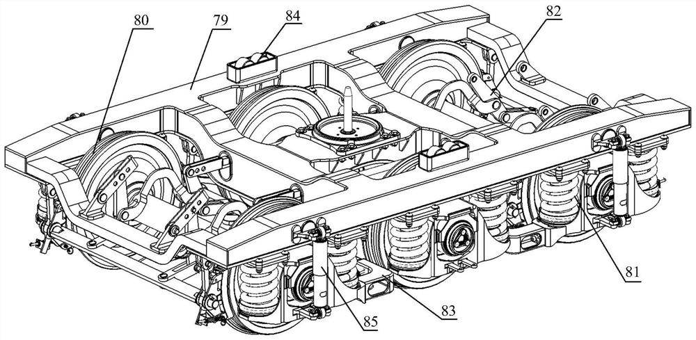 Axle box guide pillar positioning type three-axis welding self-guiding radial wagon bogie