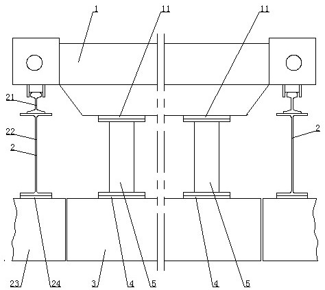 Integration device for travelling crane moving track