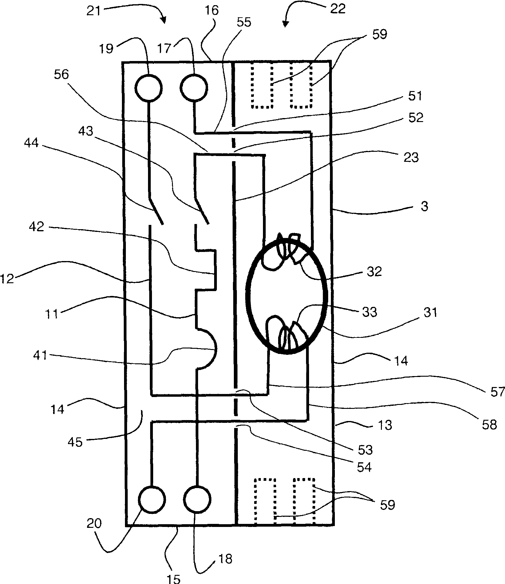 Electric device with differential protection