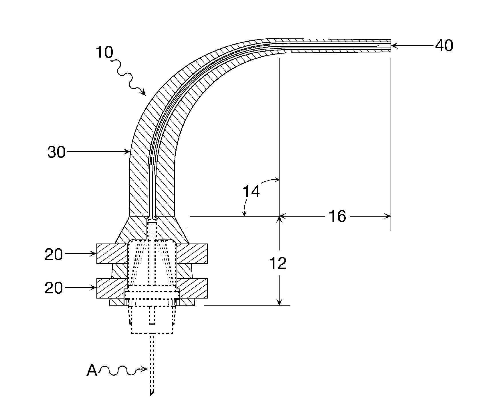 Oral cavity liquid delivery system including pre-angled needle guidance assembly and method for using the same