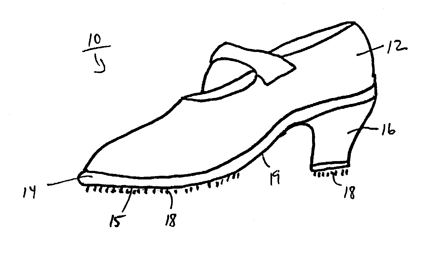 Shoe having an outsole with bonded fibers