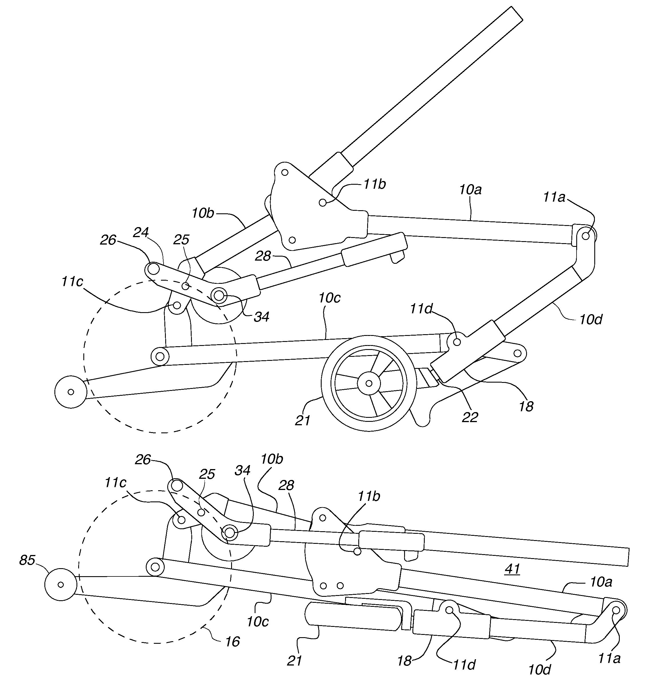 Lightweight folding motorized chair with mechanical traction steering and braking