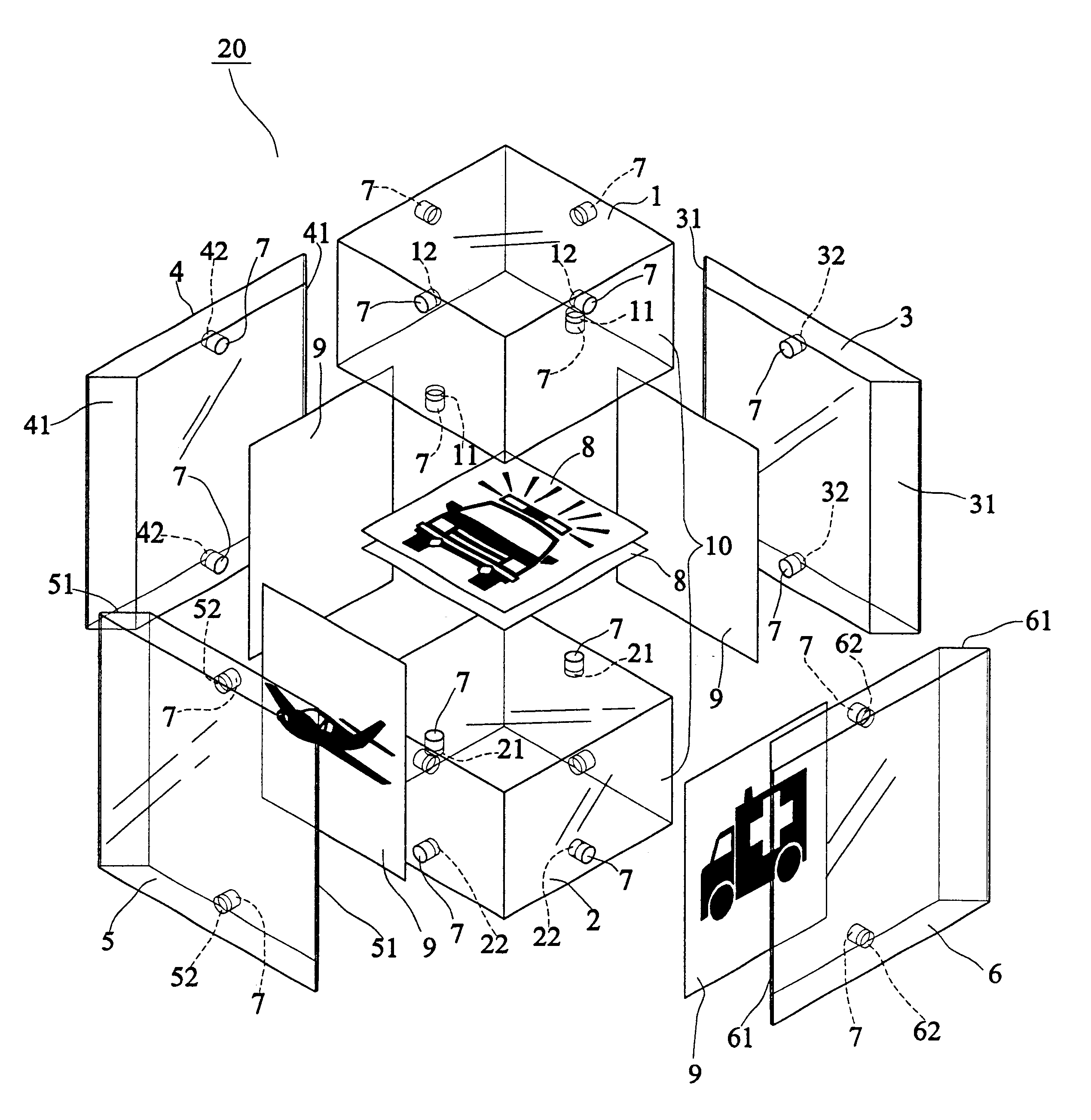 Transparent cube having picture displaying function