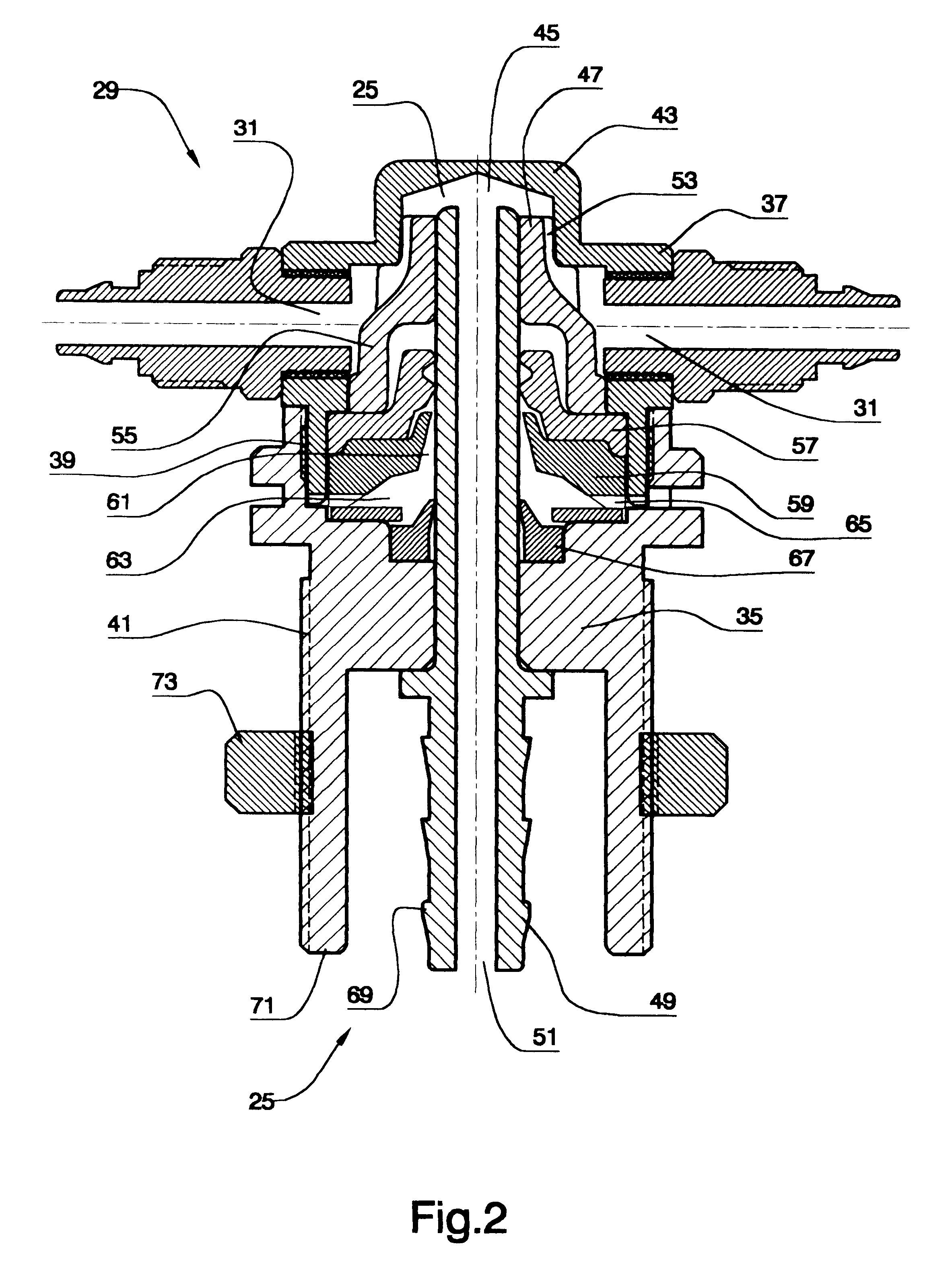 Pneumatic rotary wheel coupling