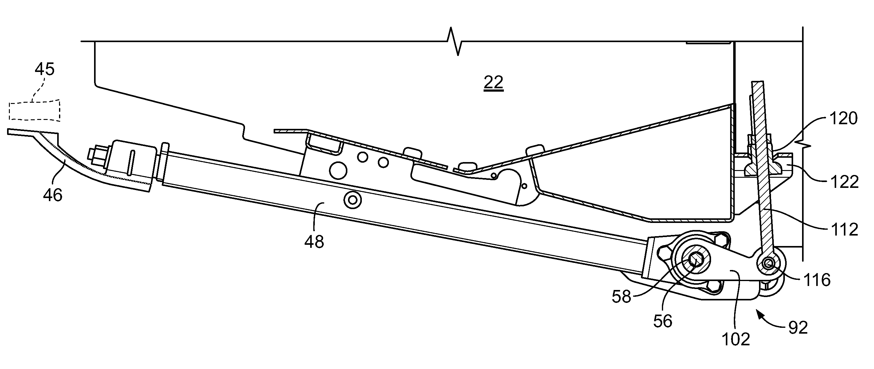 Cutterbar adjustment support for a crop harvesting header