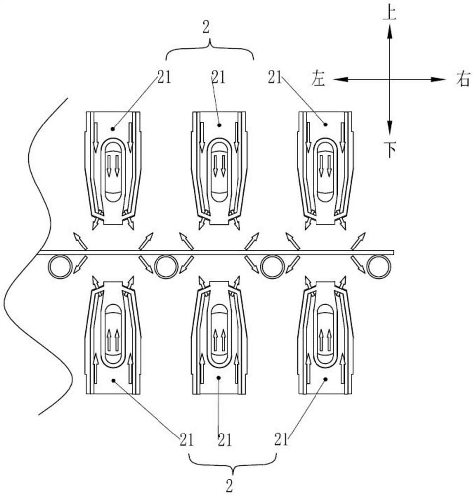 Glass toughening and quenching device adopting mixed gas cooling