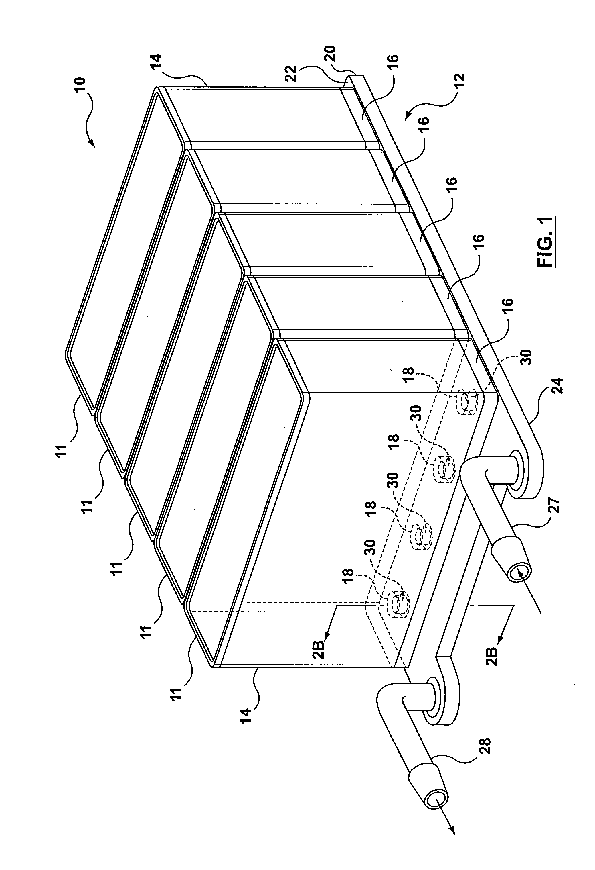 Heat Exchanger and Battery Unit Structure for Cooling Thermally Conductive Batteries