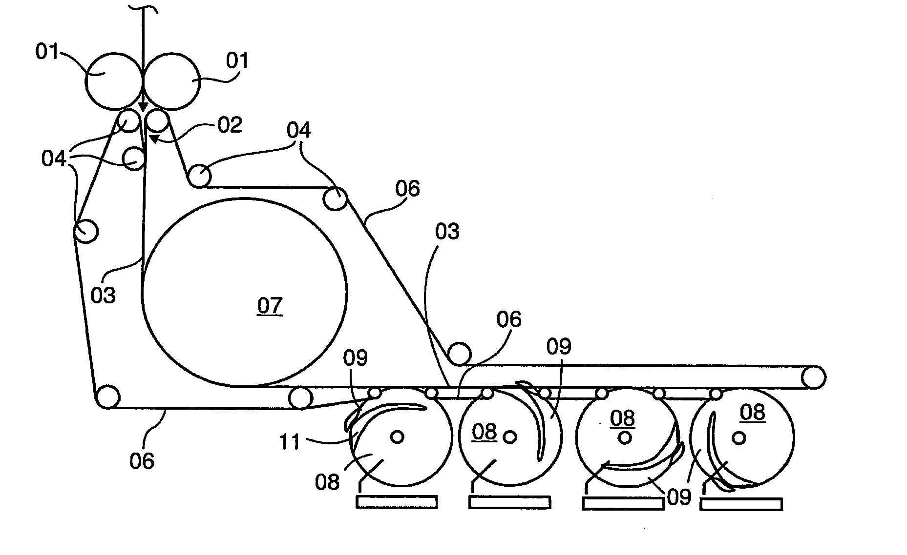 Device for distributing flat articles using a transport system