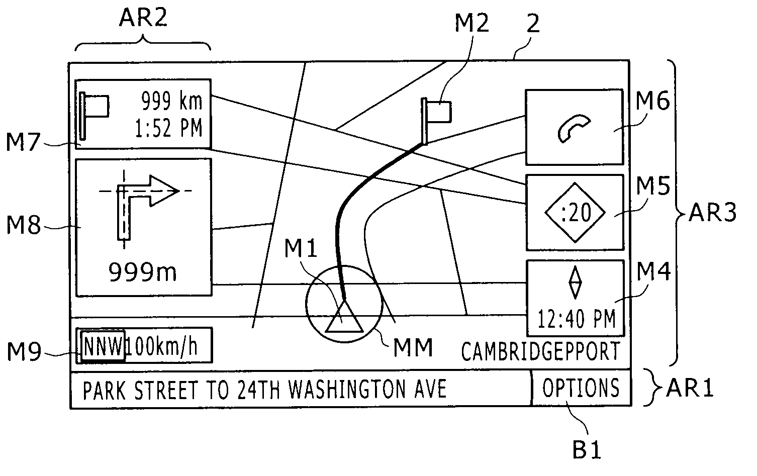 Navigation apparatus and navigation apparatus display method