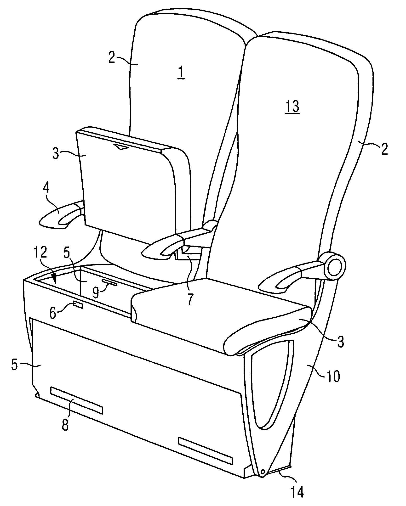 Passenger seat with luggage compartment