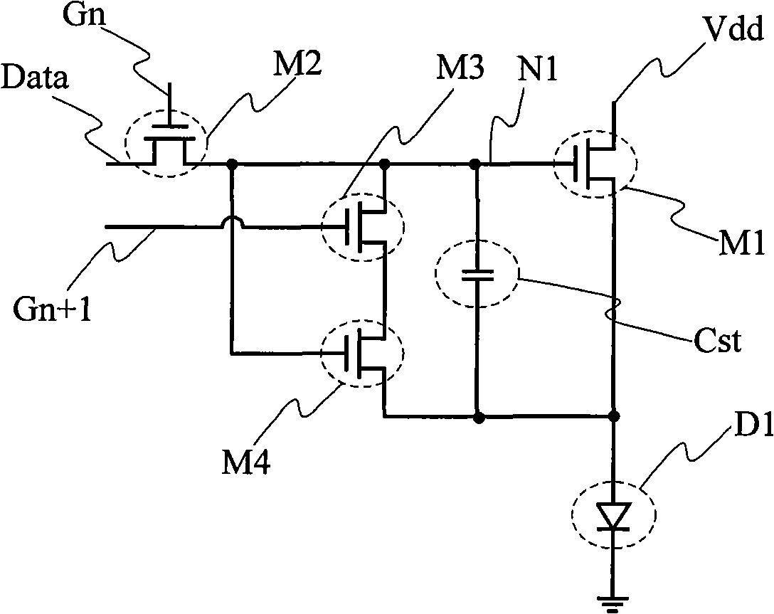 Pixel circuit of organic luminous display as well as drive method thereof