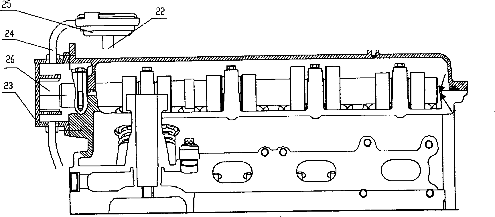 Gas oil separation structure of internal combustion engine crankcase ventilation system