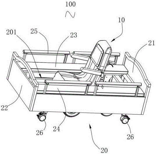 Wheelchair and bed combined nursing bed