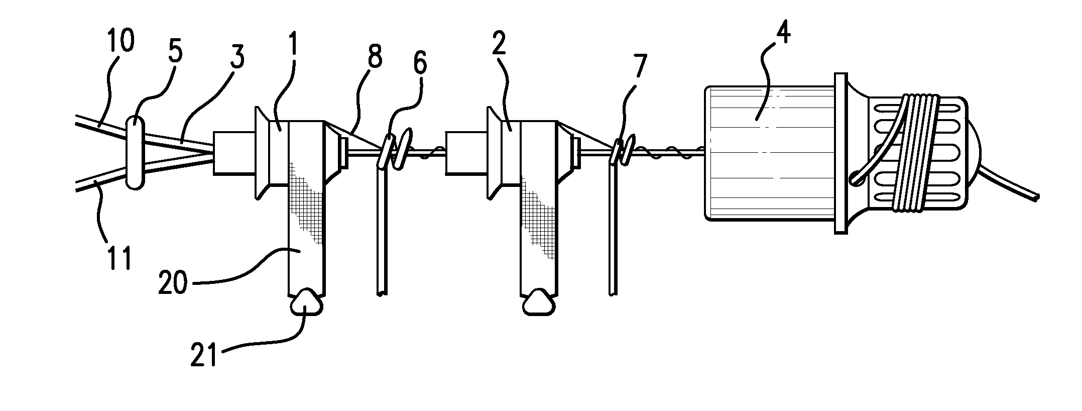 Automatic lacer for bundles of polymeric fiber