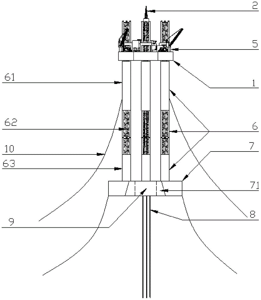 A floating jack-up drilling platform