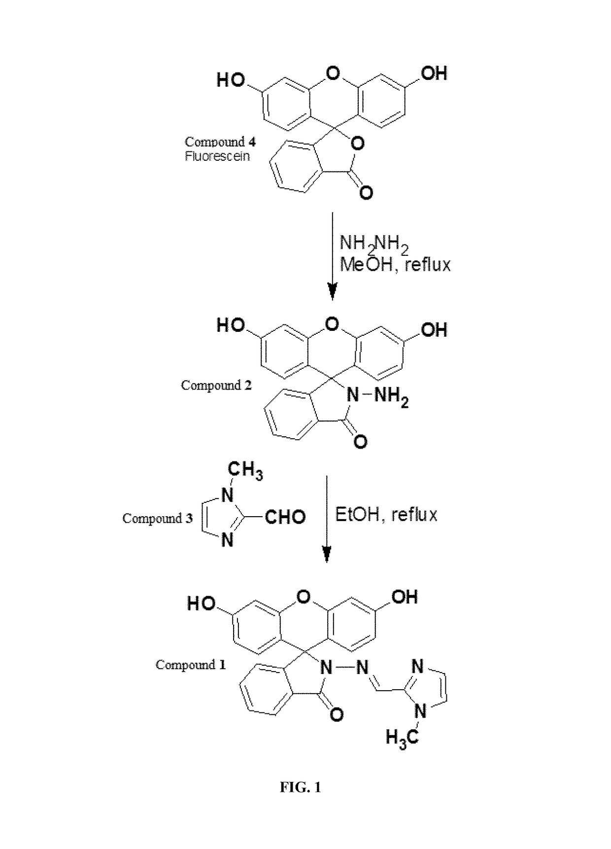 Fluorescent schiff base conjugate cu(II) chemosensors and methods thereof