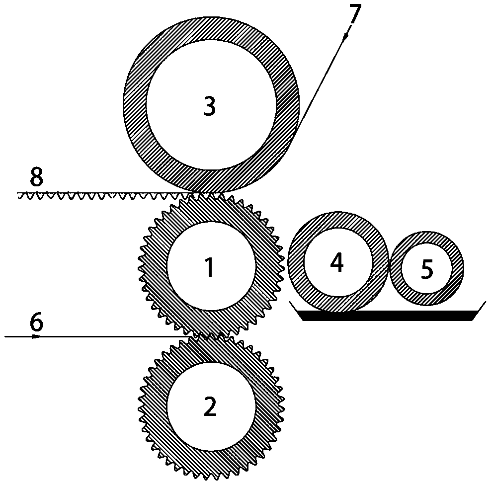 Corrugated roller of corrugated structure with functions of decreasing paper gram weight and not lowering paperboard strength