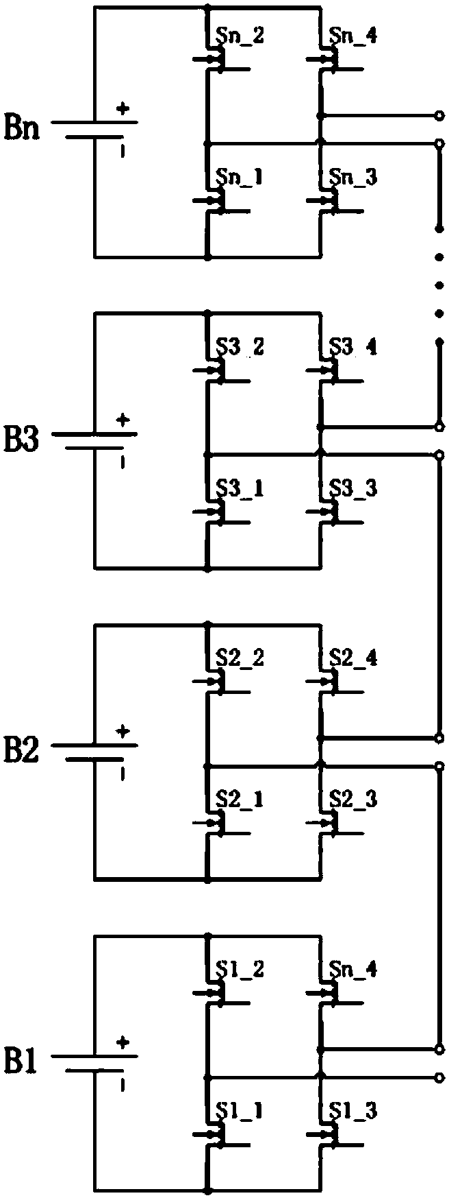 Charging control circuit on high-voltage battery pack by low-voltage power supply based on battery pack H-bridge series structure, and control method thereof