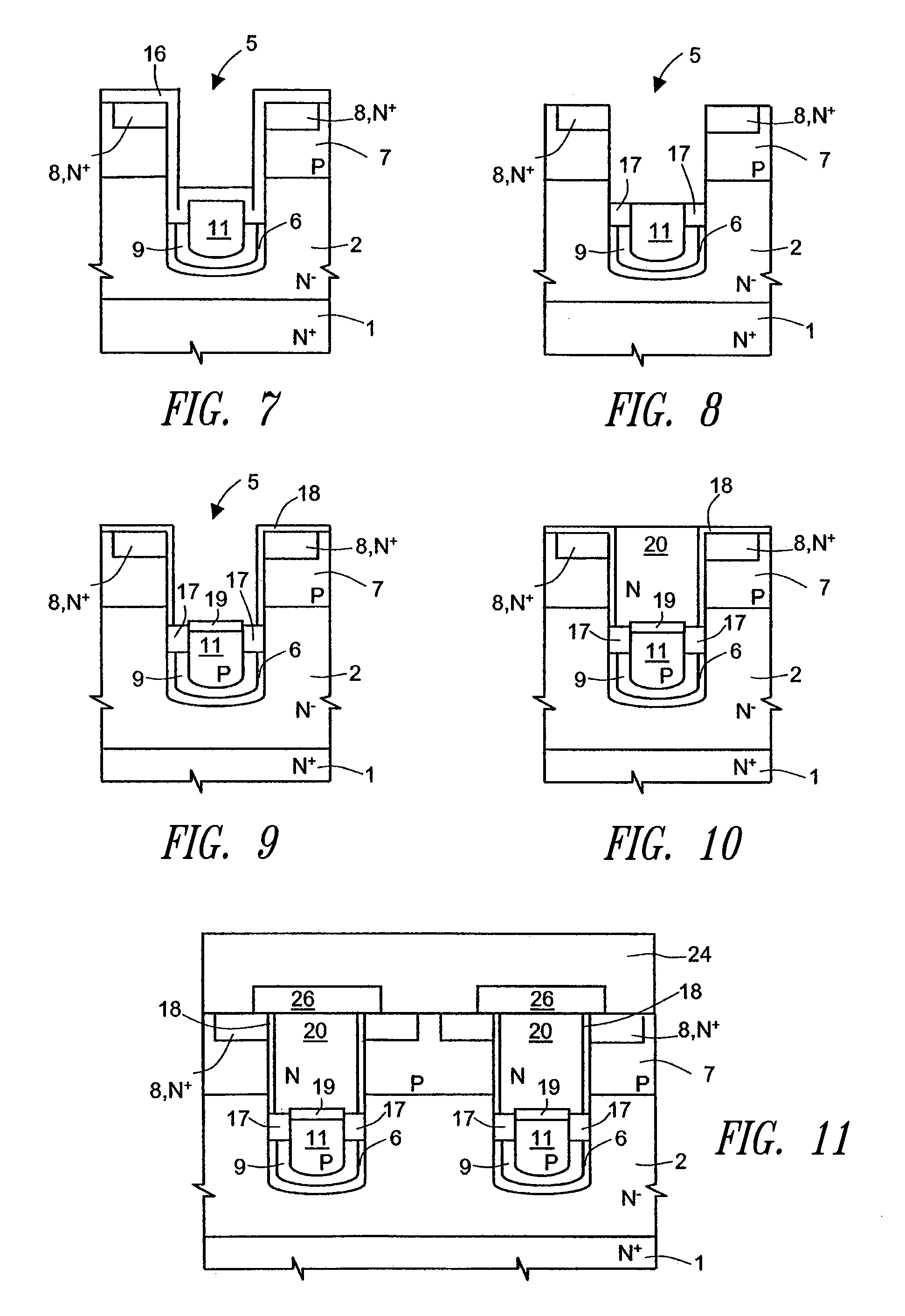 Semiconductor power device with insulated gate formed in a trench, and manufacturing process thereof