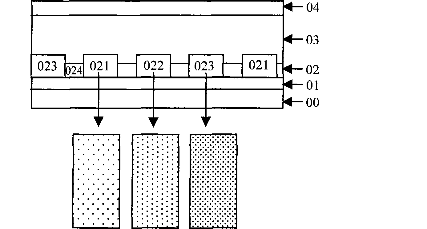 Colored filter with grating structure