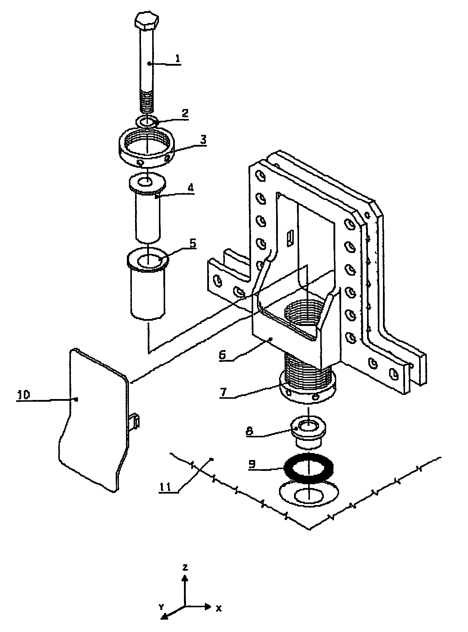 Support device for a galley