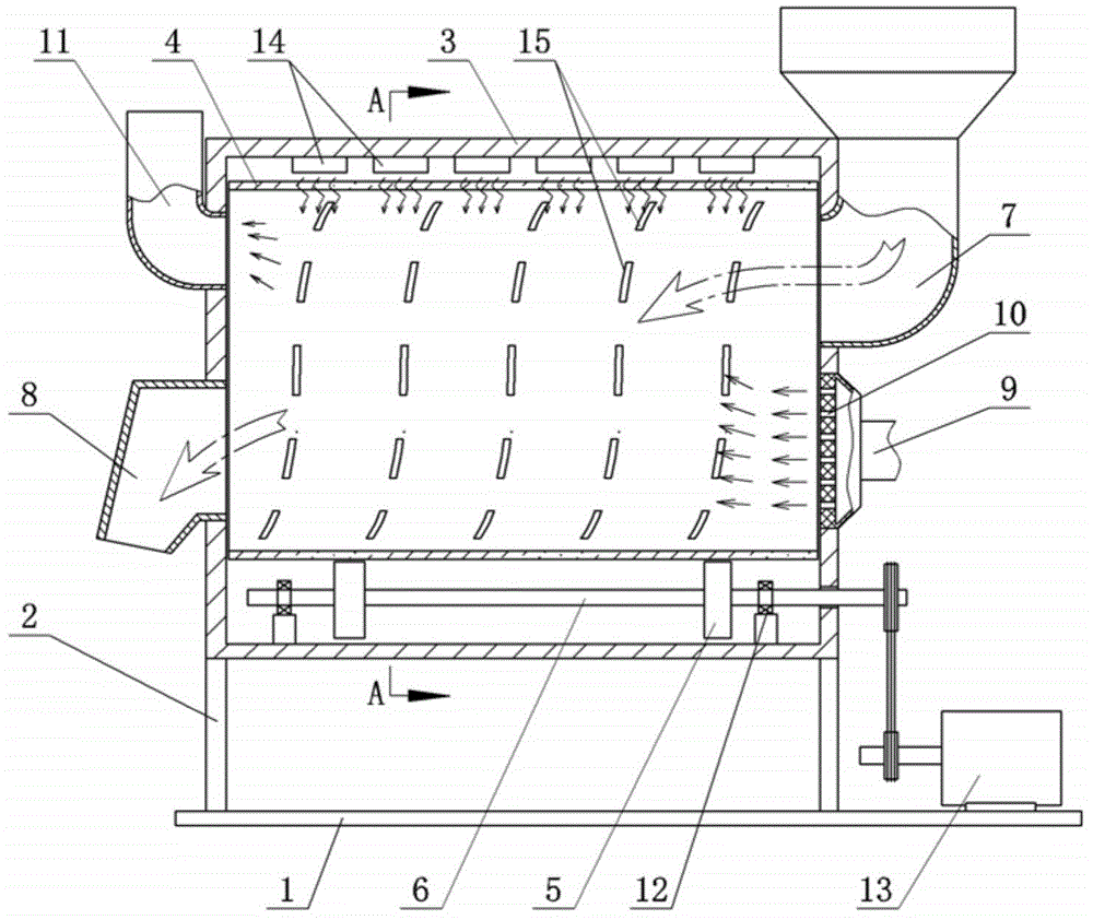 Dual-heating interior spiral drum type biomass material dryer