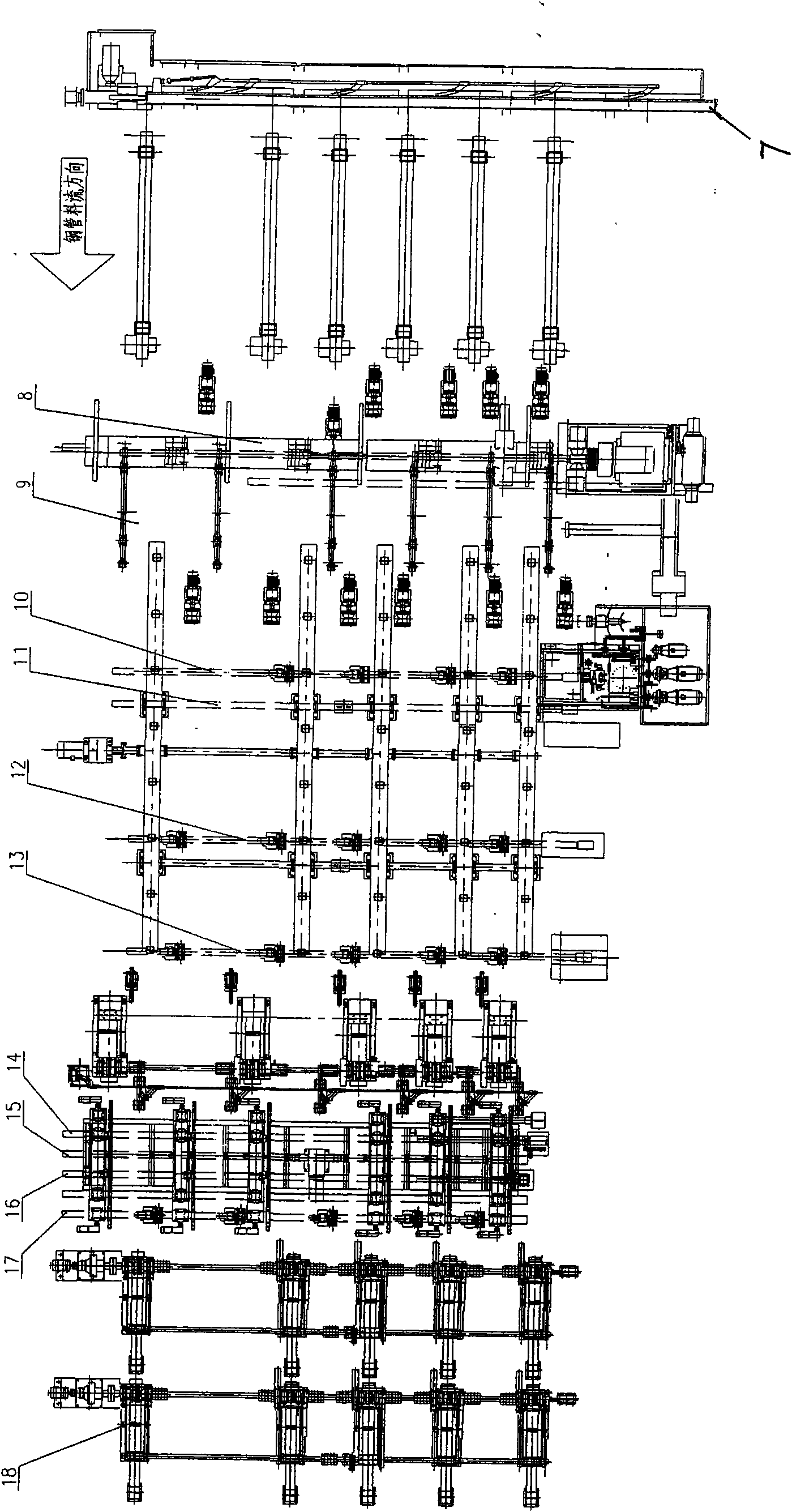 Short-process flexible drill rod producing equipment and process