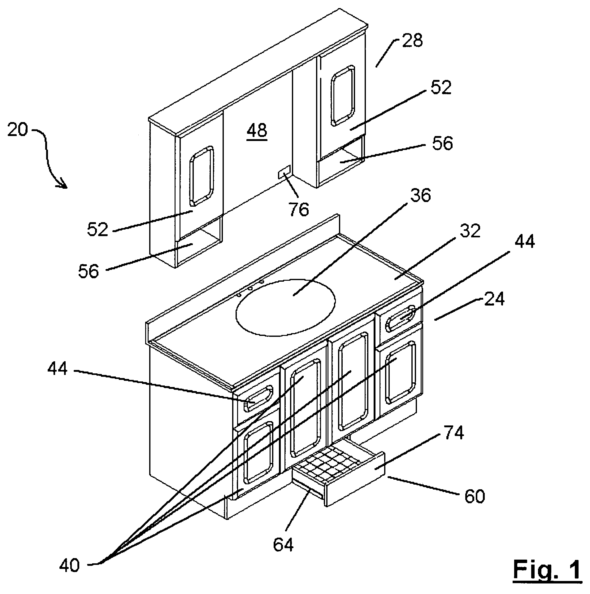 Bathroom vanity with storage for a weigh scale