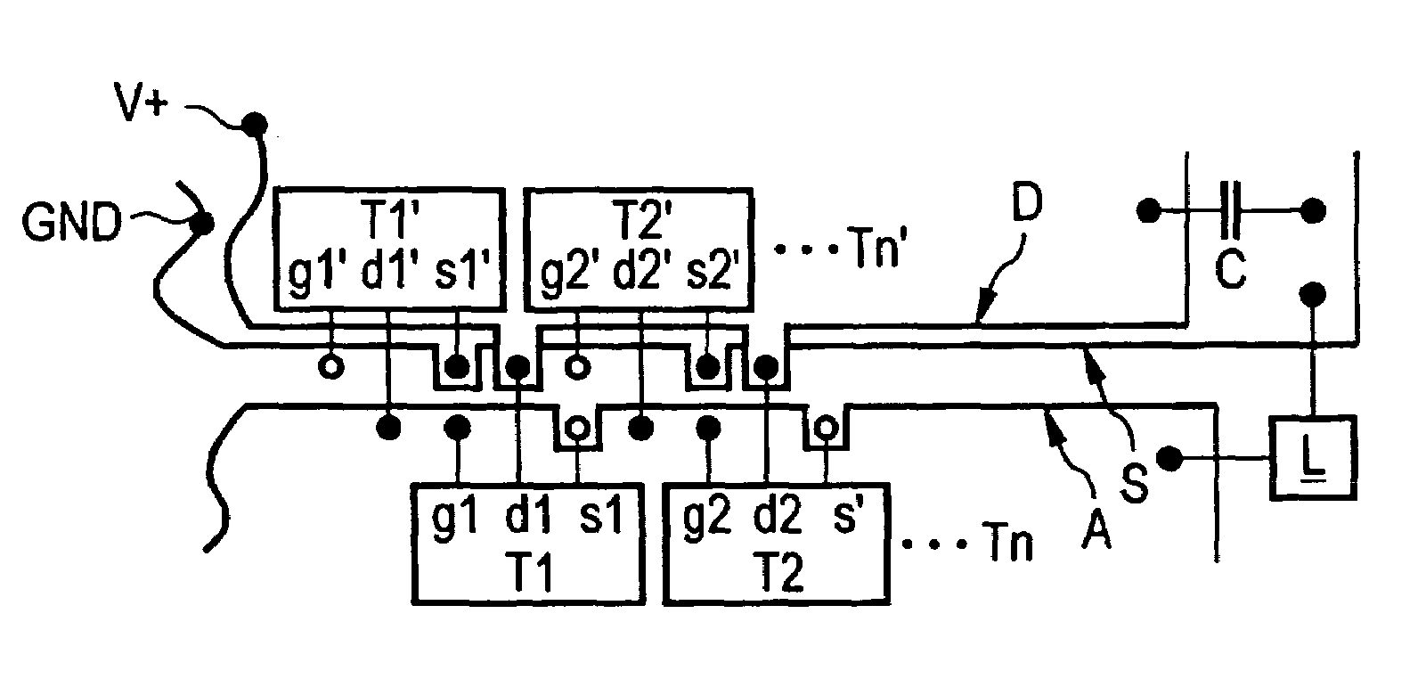 Circuit design for a circuit for switching currents